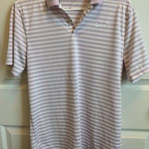 Nike Dri Fit Lavender + White Stripe Golf Polo  Size Small